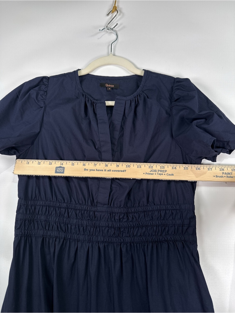 Quince Organic Cotton Poplin Tiered Maxi Dress Navy S - Picture 12 of 13